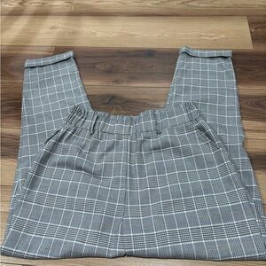 SO Women’s Grey Plaid Wide Leg Dress Pants